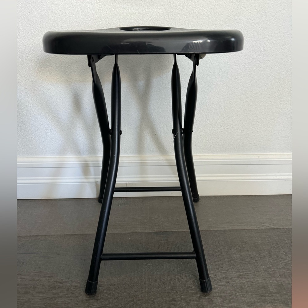 Black Folding Metal Stool